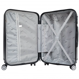 Set trolere Aventor AV104, 1 bagaj de cabina si 2 de cala, 100%ABS, cifru, 4 roti duble 360°, negru