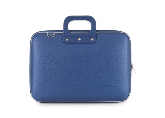 Geanta lux business laptop 15" Clasic vinil Bombata-Albastru cobalt