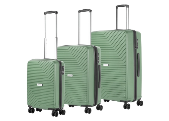 Set trolere Polipropilena, Cifru TSA, USB incorporat, OKOBAN, CarryOn Transport, 3 Piese, Verde