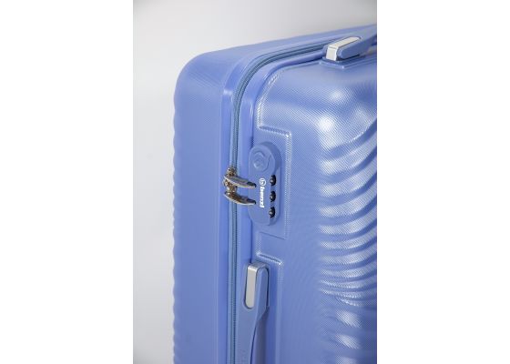 Troler Mediu, ABS, 4 Roti Duble, Benzi, BZ 5605 - 66 cm, Albastru