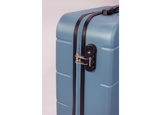 Troler Mediu, ABS, 4 Roti Duble, Benzi, BZ 5695 - 67 cm, Albastru deschis