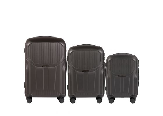 Set Trolere, Wings,  PDT01 - 3 Piese, ABS, 4 Roti Duble, Antracit