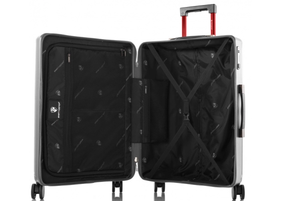 Troler Mediu, Heys, Smart Luggage, Policarbonat, 4 Roti Duble, HY15034, 66 cm, Argintiu