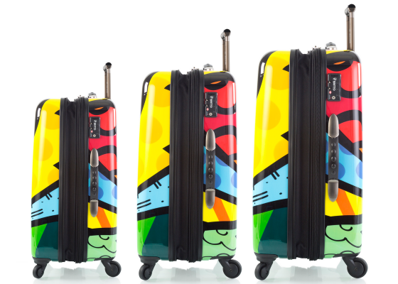 Set trolere, Extensibile, Heys, Britto A New Day, Policarbonat, 4 Roti Hinomoto™, HY16049, 3 Piese, Multicolor