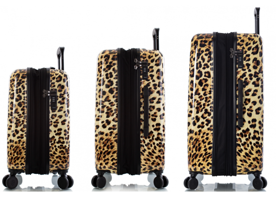 Set trolere, Extensibile, Heys, Leopard Fashion Spinner®, Policarbonat, 4 Roti Duble, HY13128, 3 Piese