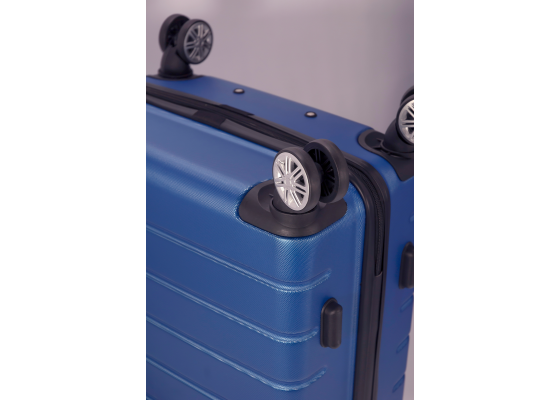Troler Mediu, ABS, 4 Roti Duble, Benzi, BZ 5694 - 67 cm, Albastru