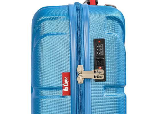 Troler Cabina Lee Cooper London, ABS, 4 Roti Duble, Cifru TSA, 55 cm, Albastru