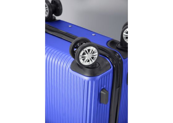 Troler Cabina Benzi BZ 5746, ABS, 4 Roti Duble, 55 cm, Albastru