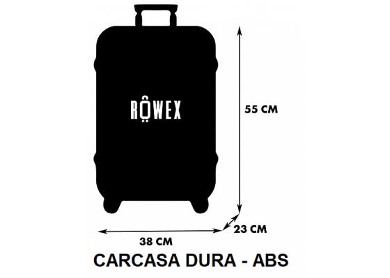 Troler Mic De Cabina, Rowex Casolver, ABS, 55 x 38 x 23 cm, 4 roti duble cu rotatie 360°, Cifru TSA, Auriu