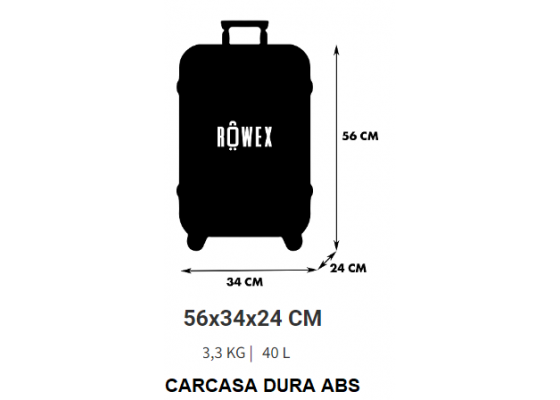 Troler Mic De Cabina, Rowex Horizon, ABS, 4 roti duble cu rotatie 360°, Cifru, 56 cm, Grena