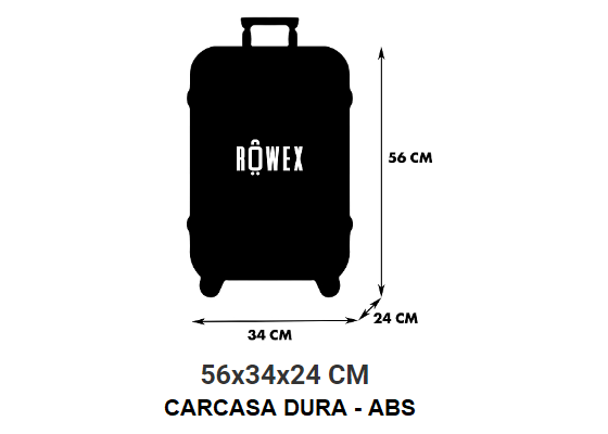Troler Mic De Cabina, Rowex Pulse, ABS, 4 roti duble cu rotatie 360°, Cifru, 56 cm, Negru